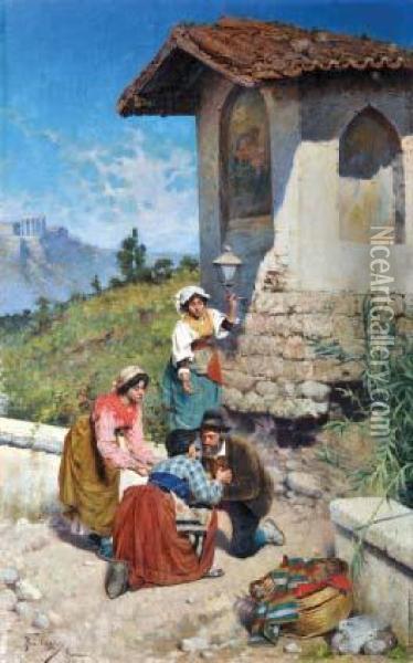 Il Cero Alla Madonna Oil Painting - Francesco Ballesio