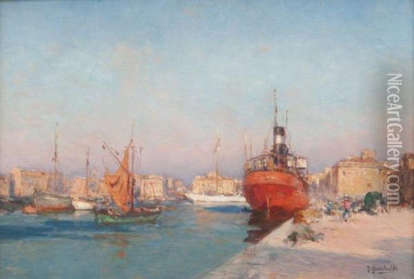 Bateaux A Quai Dans Le Vieux-port A Marseille Oil Painting - Joseph Garibaldi
