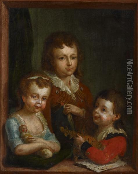 Portrait Of The Grandchildren Of Johann Heinrich Tischbein Oil Painting - Johann Heinrich The Elder Tischbein