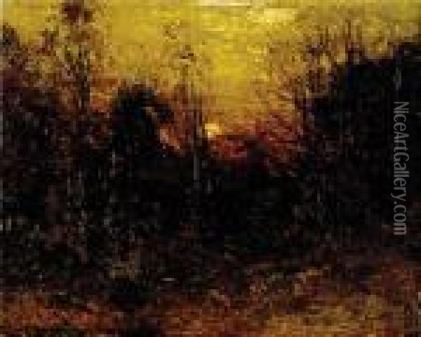 Woodland Sunset Oil Painting - John Joseph Enneking