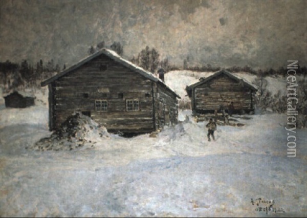 Vinter Vid G+rden Oil Painting - Anton Genberg