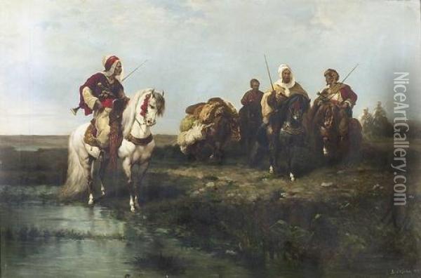 Orientalische Reitergruppe. Oil Painting - Alberto Pasini