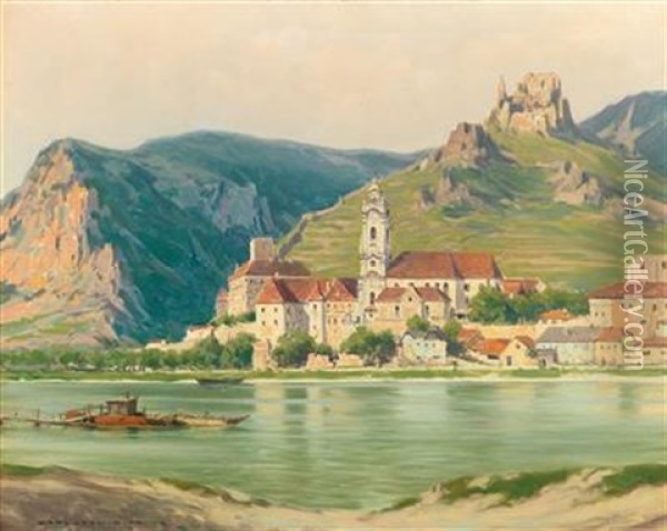 View Of Durnstein Oil Painting - Karl Ludwig Prinz