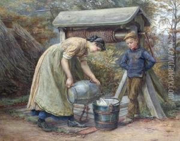 At The Well Oil Painting - Edith Martineau