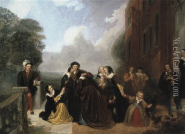 The Seperation Of Sir Thomas More And His Family Oil Painting - Thomas Woolnoth