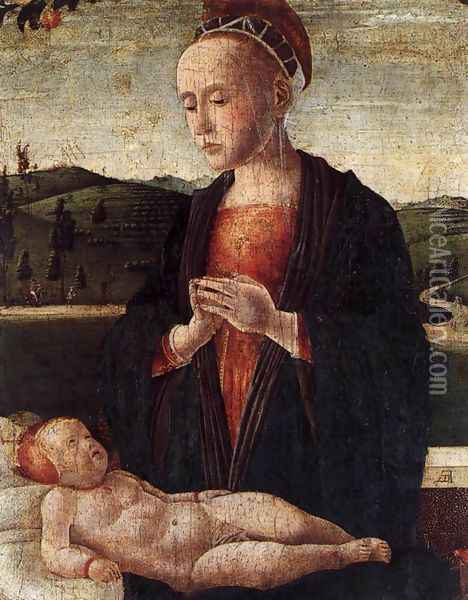 Madonna and Child 1480s Oil Painting - Francesco Benaglio