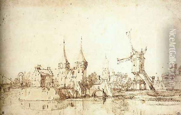 The Oostpoort East Gate at Delft 1625-30 Oil Painting - Jan van de, II Velde