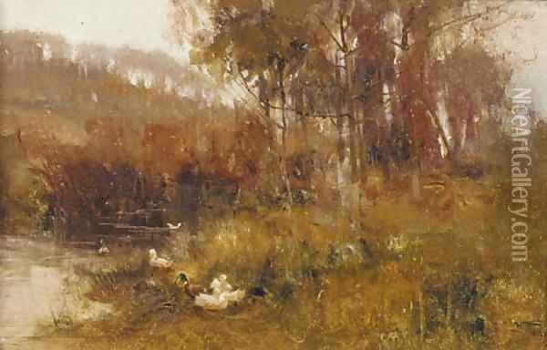 'Tones of silvery grey' Oil Painting - Henry Charles Fox
