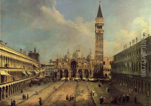 Piazza San Marco: Looking East along the Central Line Oil Painting - (Giovanni Antonio Canal) Canaletto