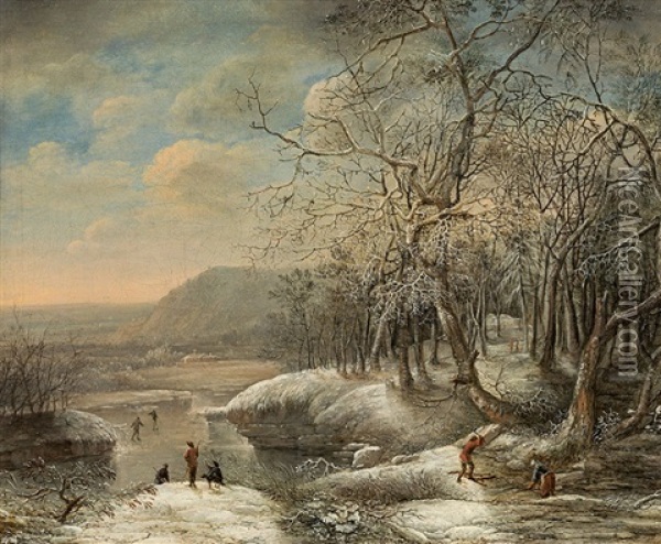 Winter Landscape Oil Painting - Johann Christian Vollerdt