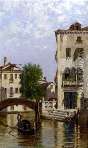 The Old Palace (+ Canale Del Tolentino, Venice; Pair) Oil Painting - Antonietta Brandeis