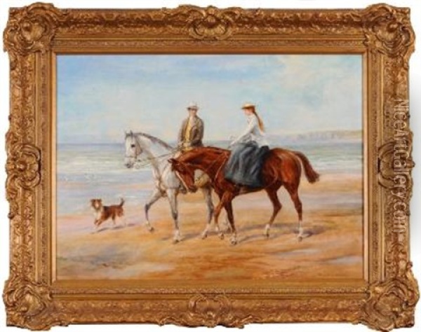 Riders On The Shore Oil Painting - Heywood Hardy
