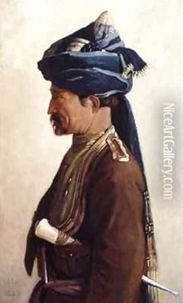 Mohamed a Jemadar of the 5th Bengal Cavalry Oil Painting - Vereker Monteith Hamilton