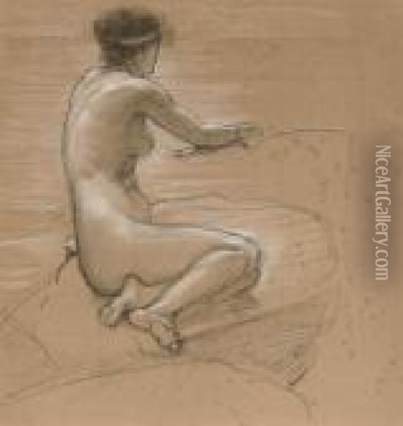 A Study Of A Nude For 'a Nymph Of The Stream' Oil Painting - Sir Edward John Poynter