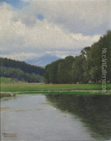 Stille Landschaft Oil Painting - Ferdinand Brunner