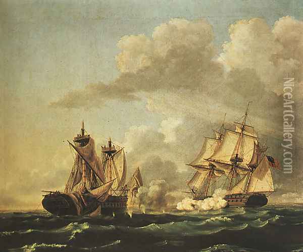 Naval Battle Between the United States and the Macedonian on Oct. 30. 1812. - 1813 Oil Painting - Thomas Birch