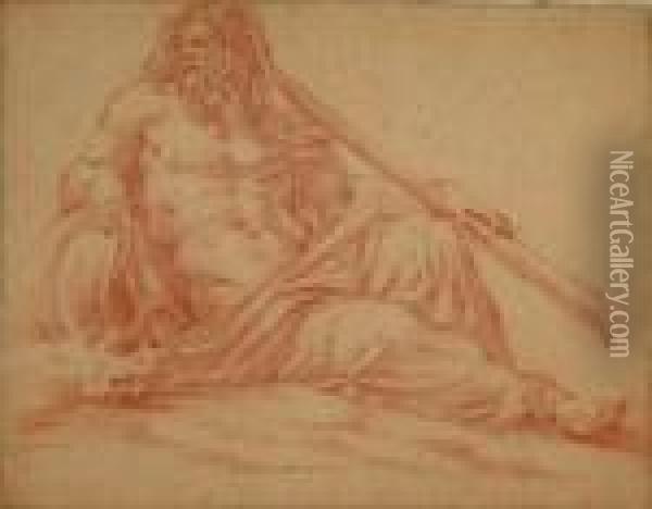 Allegory Ofa Resting Male Godness Oil Painting - Charles Lebrun