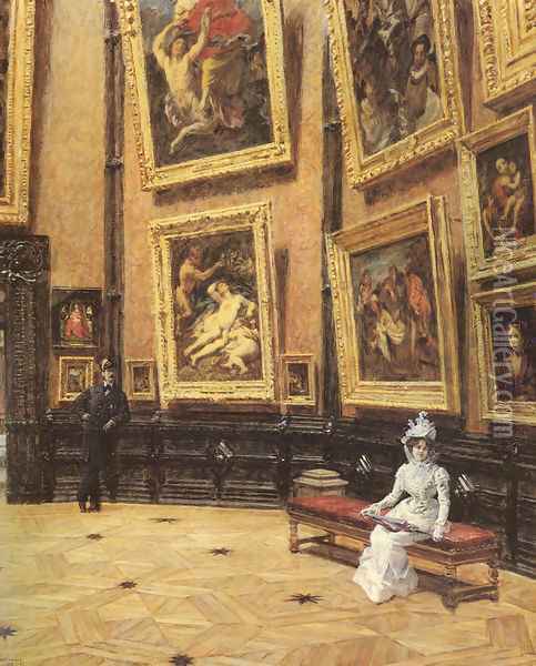 In The Louvre Oil Painting - Louis Beroud