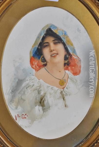 Italian Girl Oil Painting - Arnaldo Delisio