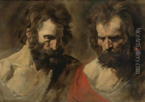 Two Studies Of A Bearded Man Oil Painting - Sir Anthony Van Dyck