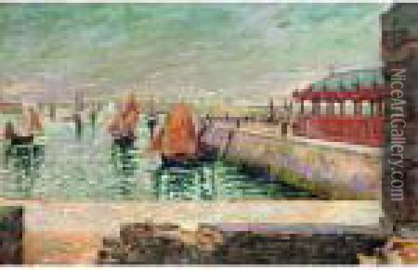 Port-en-bessin. La Halle Aux Poissons Oil Painting - Paul Signac