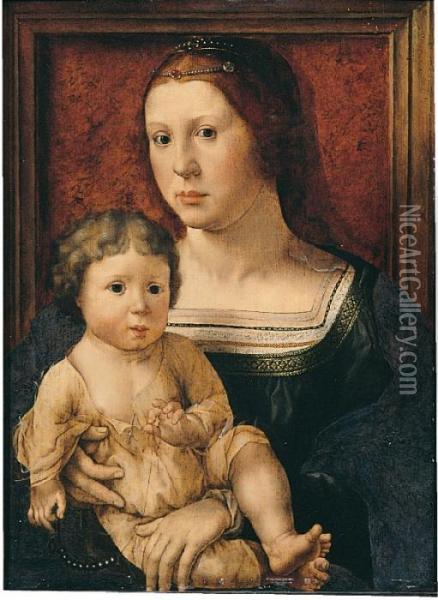 Madonna Col Bambino
 Olio Su Tavola, Cm. 43x32,2 Oil Painting - Jan Mabuse