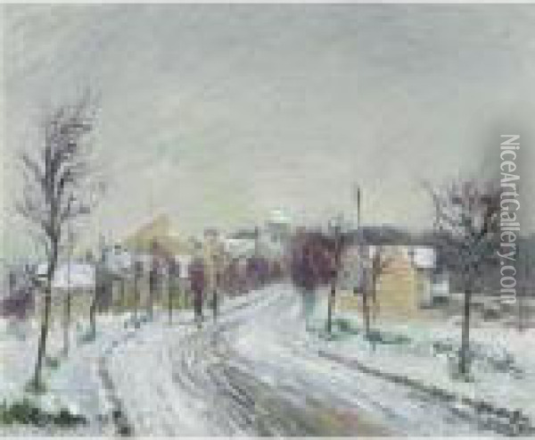 La Neige A Saint-ouen-l'aumone Oil Painting - Gustave Loiseau