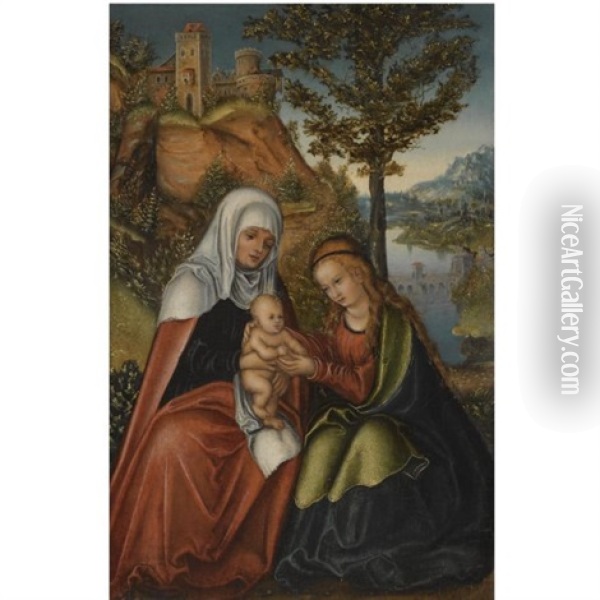 The Madonna And Child With Saint Anne In A Landscape Oil Painting - Lucas Cranach the Elder