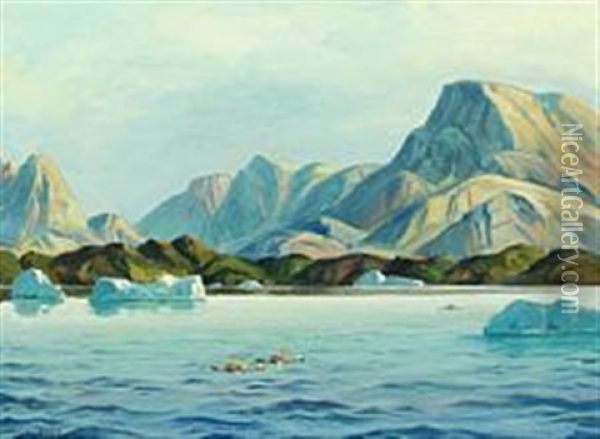 Mountains And Fells, Greenland Oil Painting - Emanuel A. Petersen