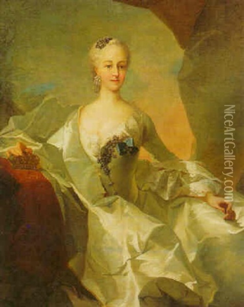 Portrait Of A Noblewoman (electress Amalie Of Bavaria?) Oil Painting - Georges David Mathieu