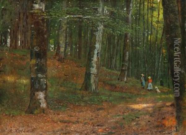 In The Forest Oil Painting - Rudolf Hirth Du Frenes