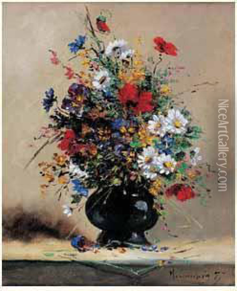 Fleurs Des Champs Dans Un Vase Oil Painting - Eugene Henri Cauchois