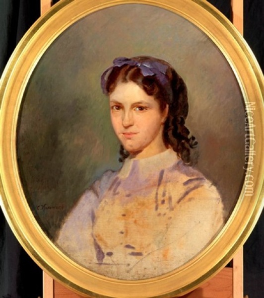 Portrait Of Maria Makovskaya Oil Painting - Konstantin Egorovich Makovsky