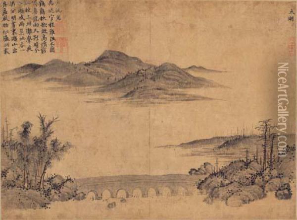 Lake Tai Oil Painting - Shen Zhou