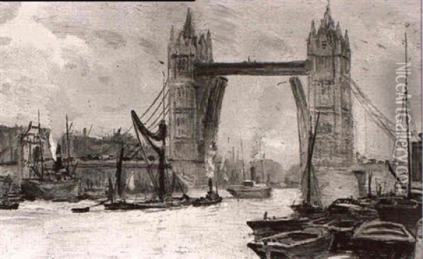The Tower Bridge Oil Painting - George Hyde Pownall