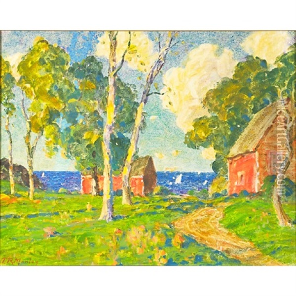 The Red Barns Oil Painting - Thomas R. Manley