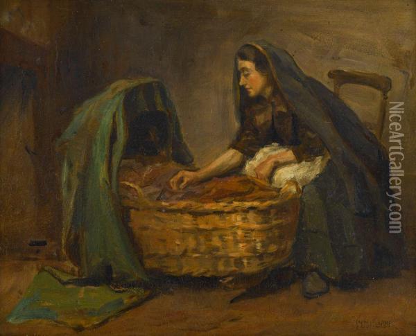 Maternal Cares Oil Painting - William Hannah Clarke