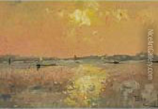 Venetian Sunset Oil Painting - Beppe Ciardi