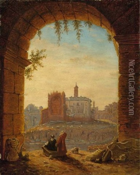 Venus Tempel Zu Rom Oil Painting - Johann Wilhelm Bruecke