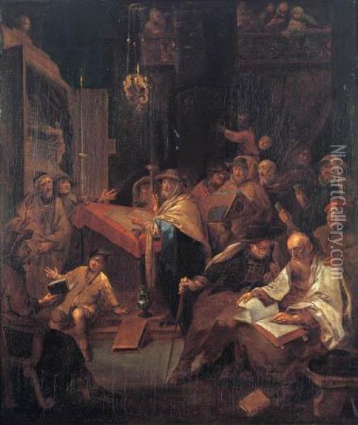 Praying In The Synagogue Oil Painting - Daniel Boone
