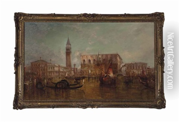 View Of Piazza San Marco Oil Painting - Alfred Pollentine
