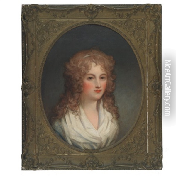 Portrait Of Maria Archer, 3rd Daughter And One Of The Children Of Andrew Lord Archer Of Cumberslade (after Samuel Shelley) Oil Painting - George Romney