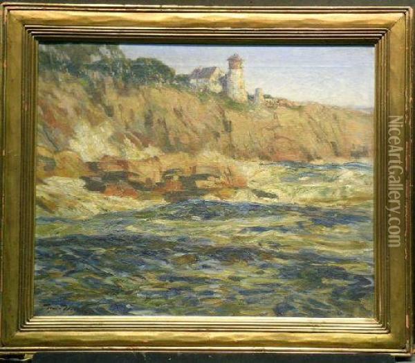 A Bold Cliff Oil Painting - Lewis Edward Herzog