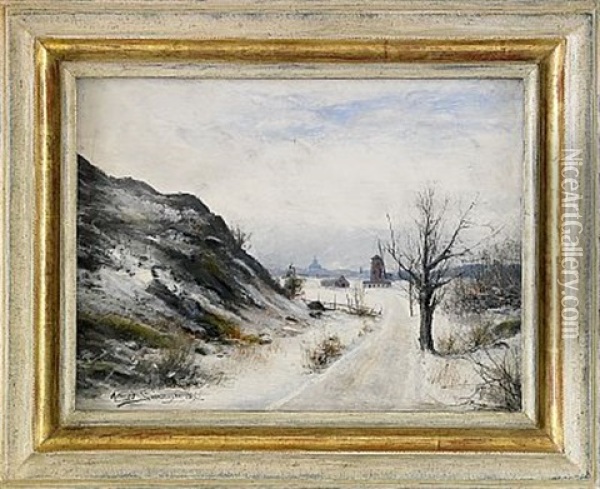 Utsikt Fran Waldemarsudde Mot Skeppsholmen - Stockholm Oil Painting - Konrad Simonsson