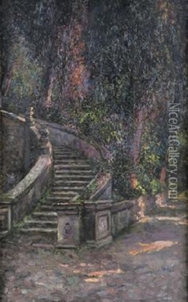 Escalinata Oil Painting - Antonio Munoz Degrain