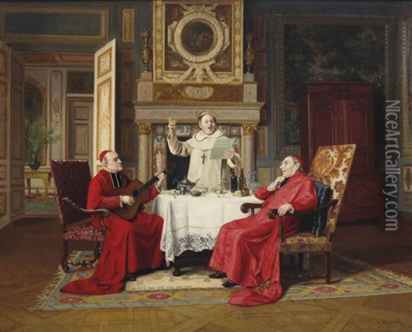 Musical Cardinals Oil Painting - Victor Marais-Milton