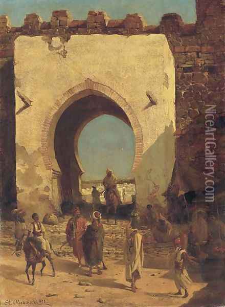 At the City Gate Oil Painting - Stanislaus von Chlebowski