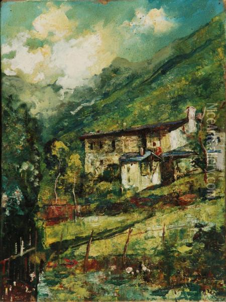 Paesaggio Montano Oil Painting - Ermenegildo Agazzi
