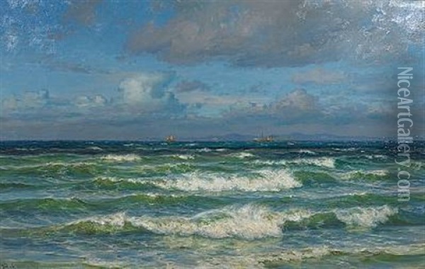 Coastal Scenery Oil Painting - Vilhelm Karl Ferdinand Arnesen