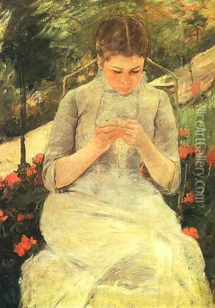 Girl Sewing Oil Painting - Mary Cassatt